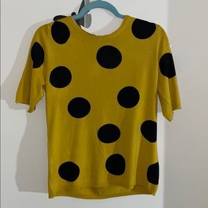 Premise Yellow Polka Dot Sweater Top